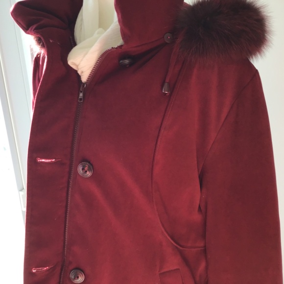 SEQUENCE Women’s burgundy parka/removable hood - Picture 4 of 14